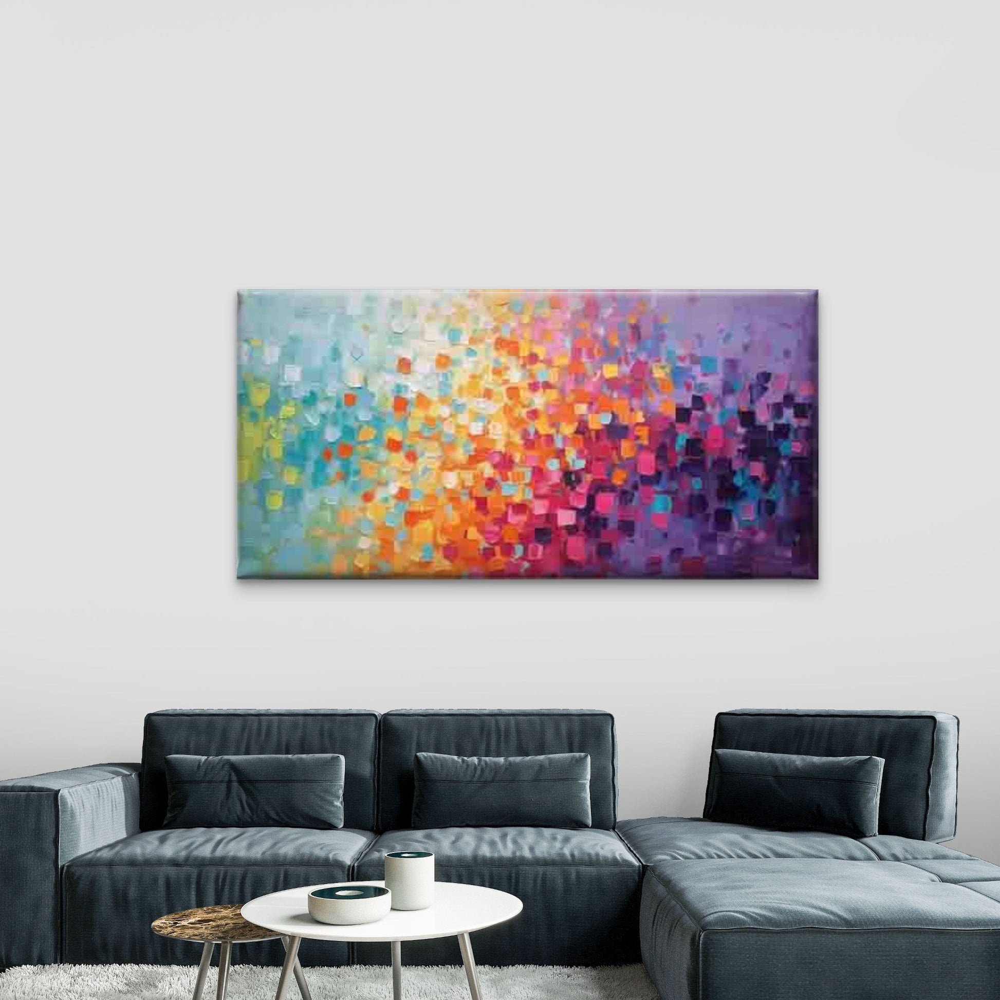 Colorful Abstract Geometric Wall Art Canvas Office Home Room Framed 120x60cm - Bella Home Decor