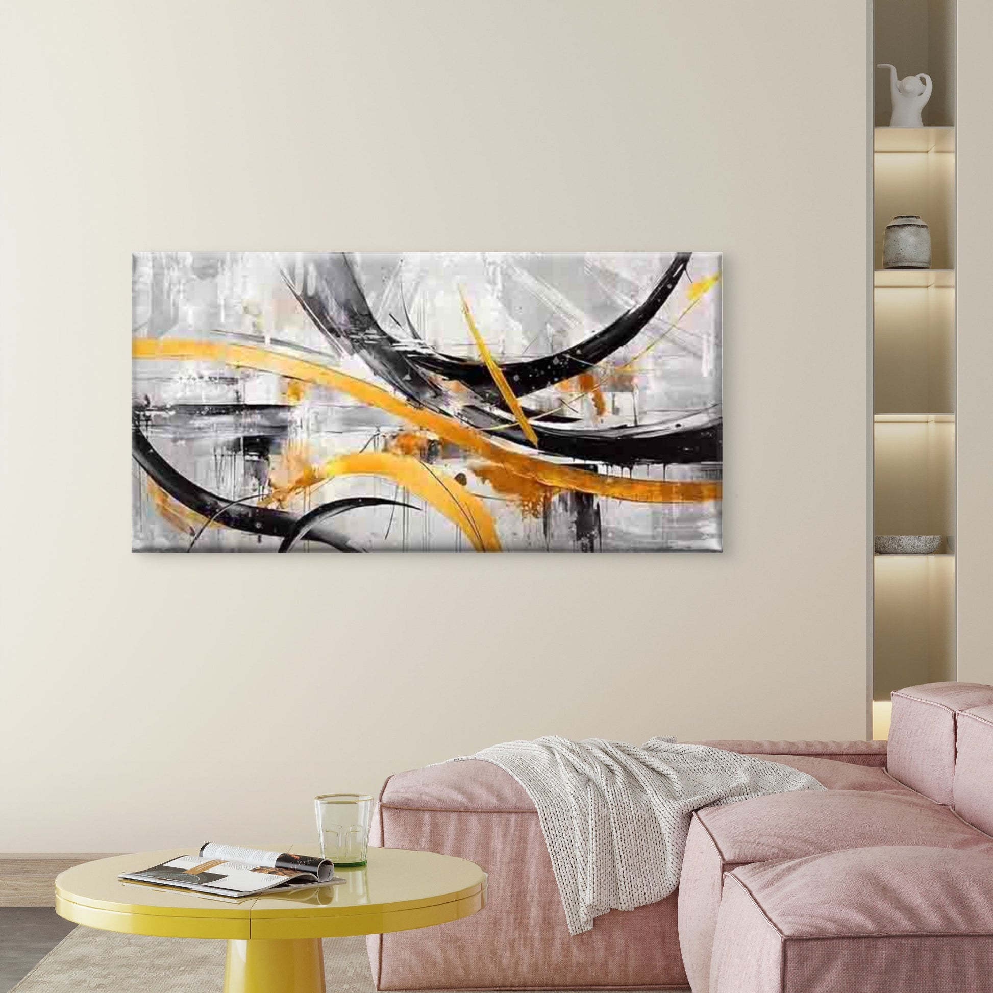 Modern Abstract Wall Art Canvas Office Home Room Framed 120x60cm - Bella Home Decor