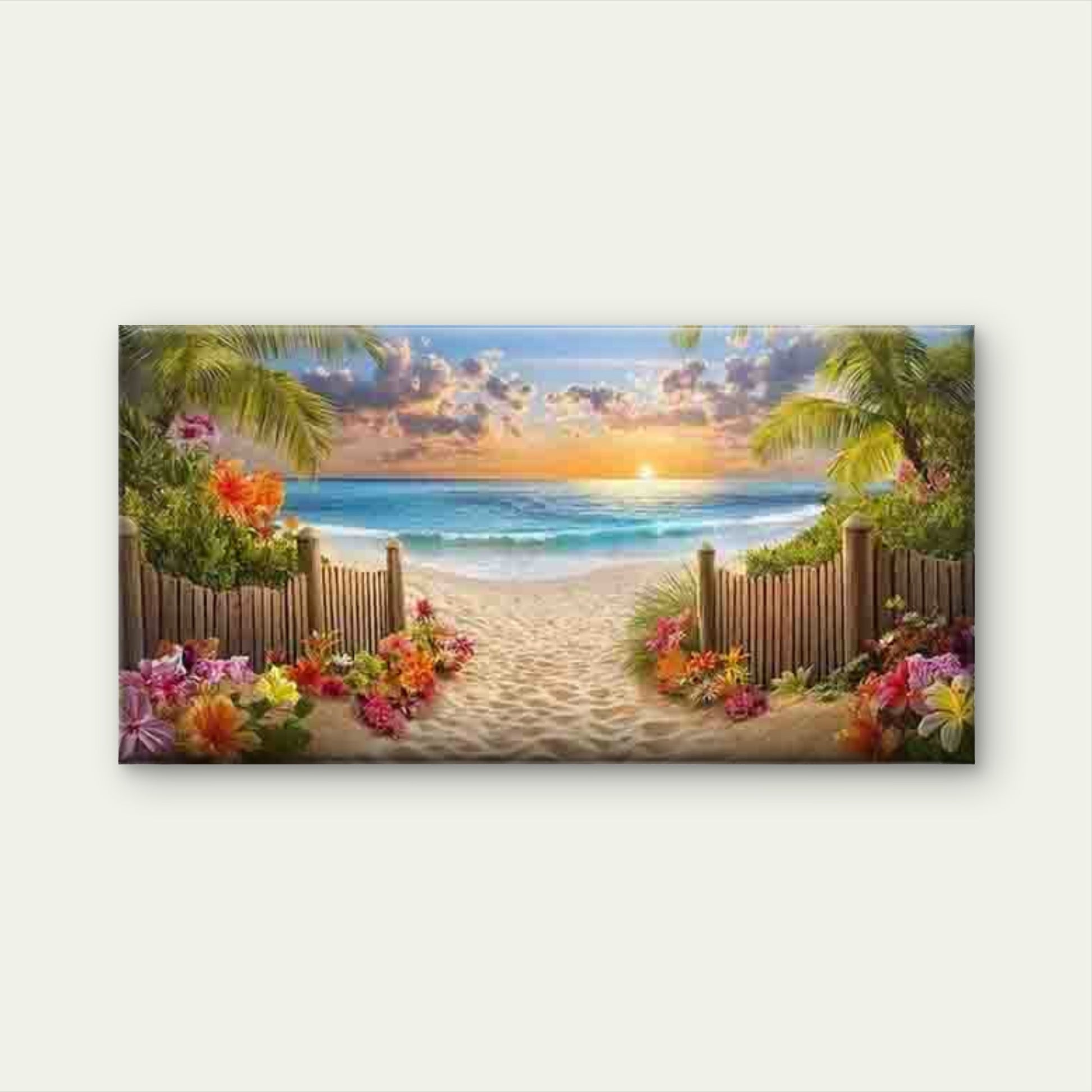 Beach Pathway to Paradise Wall Art Canvas Office Home Room Framed 120x60cm - Bella Home Decor