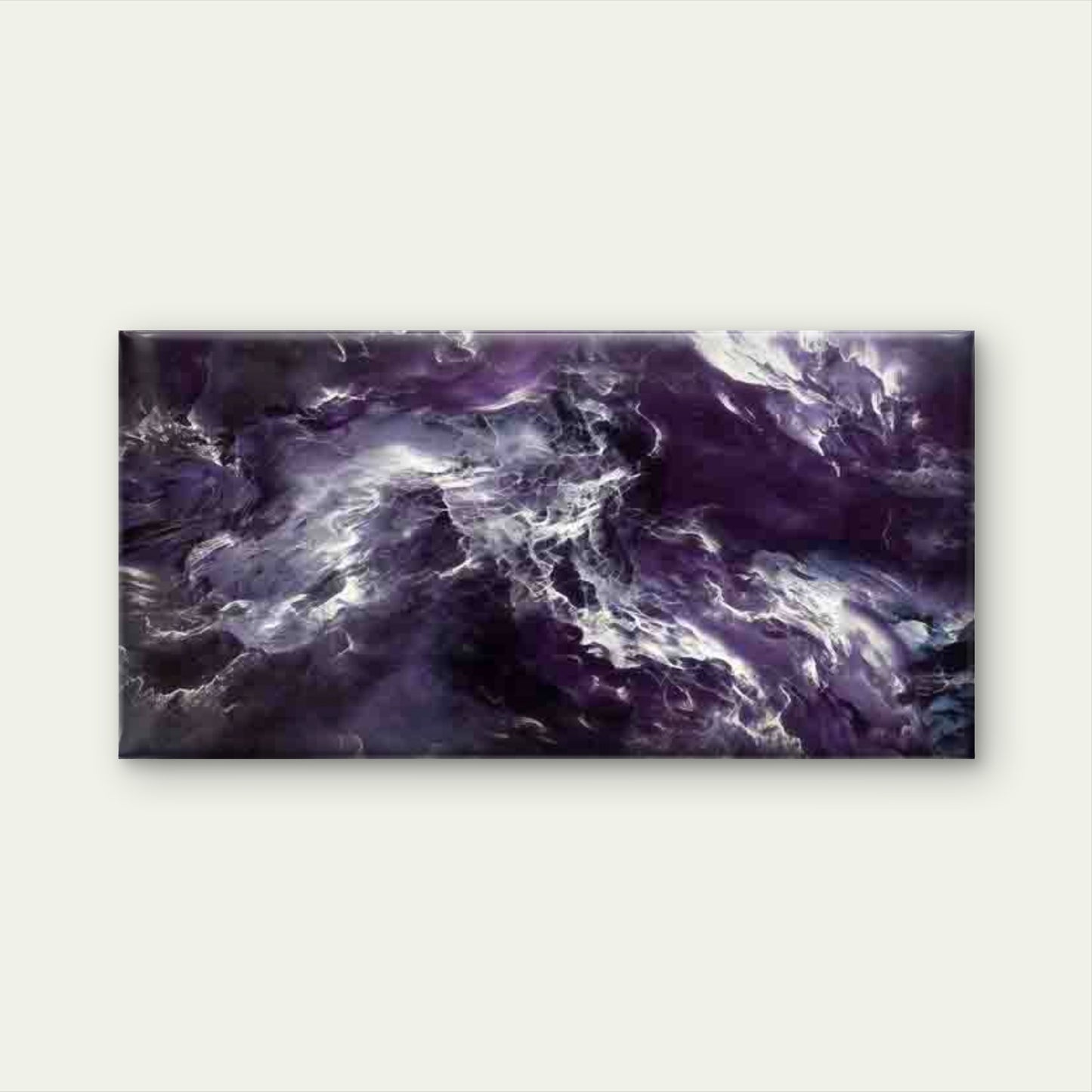 Abstract Purple Smoke Waves Wall Art Canvas Office Home Room Framed 120x60cm