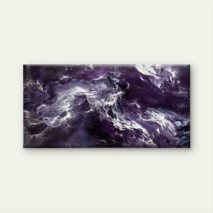 Abstract Purple Smoke Waves Wall Art Canvas Office Home Room Framed 120x60cm
