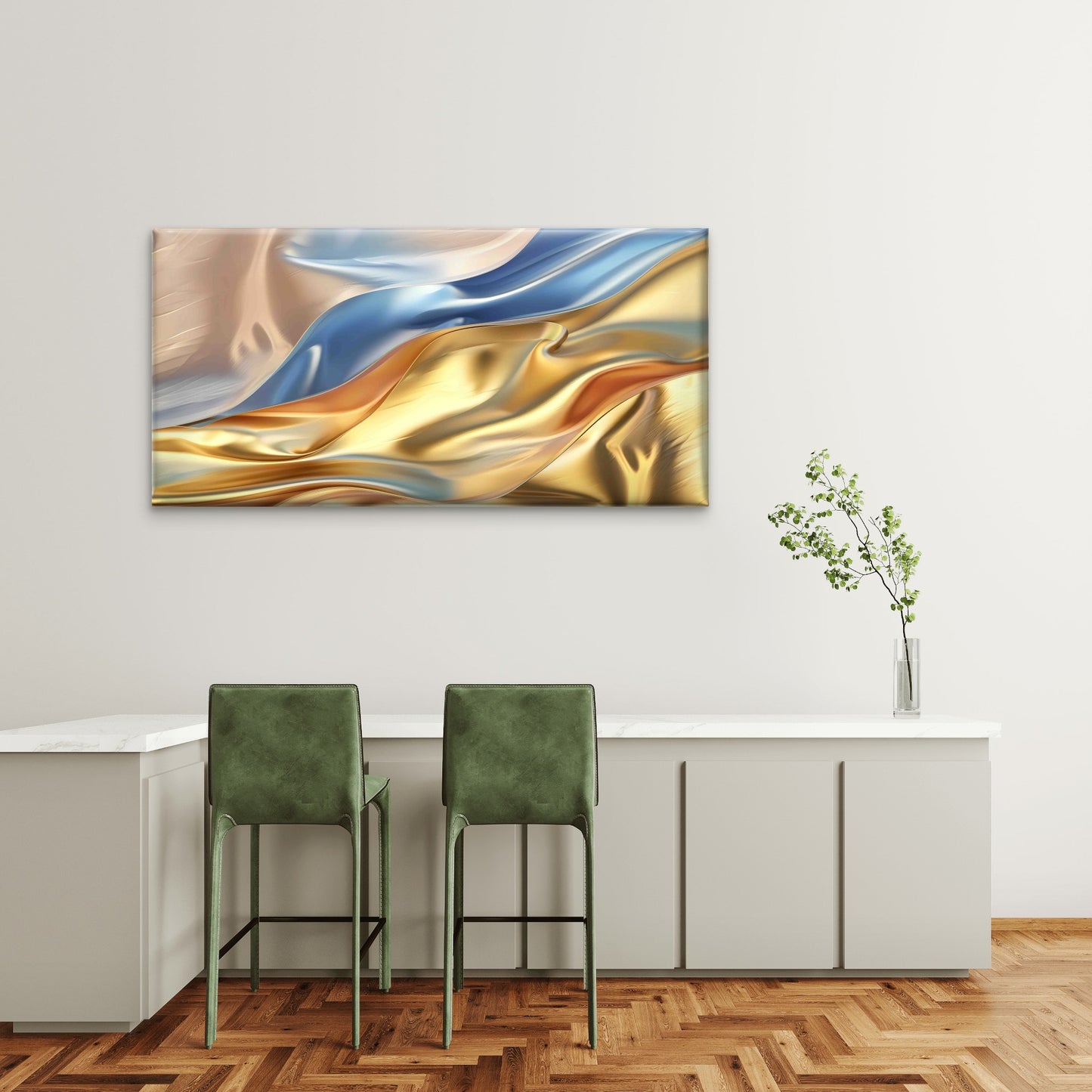 Modern Luxury Blue Swirls Wall Art Canvas Office Home Room Framed 120x60cm