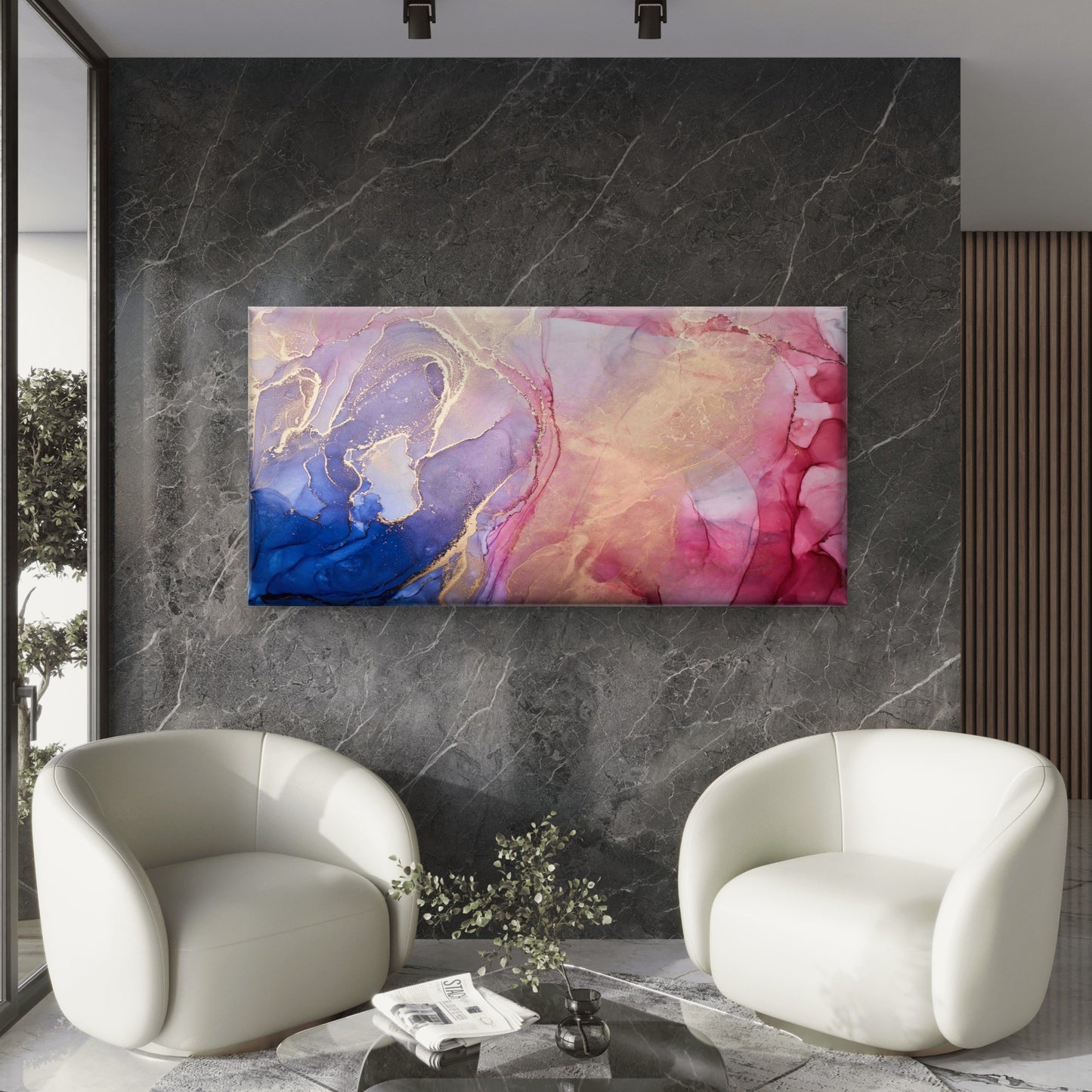 Colorful Abstract Alcohol Ink Wall Art Canvas Office Home Room Framed 120x60cm - Bella Home Decor