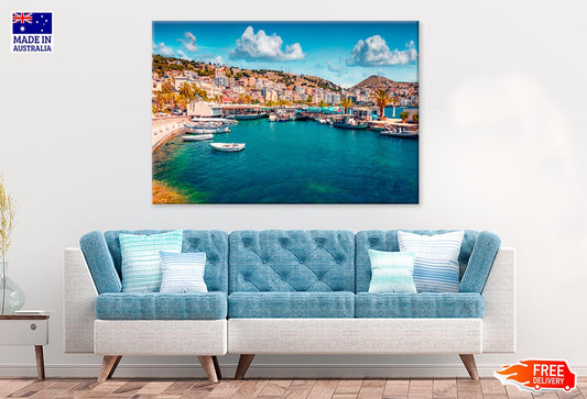 Spring Cityscape Of Saranda Port Print 100% Australian Made