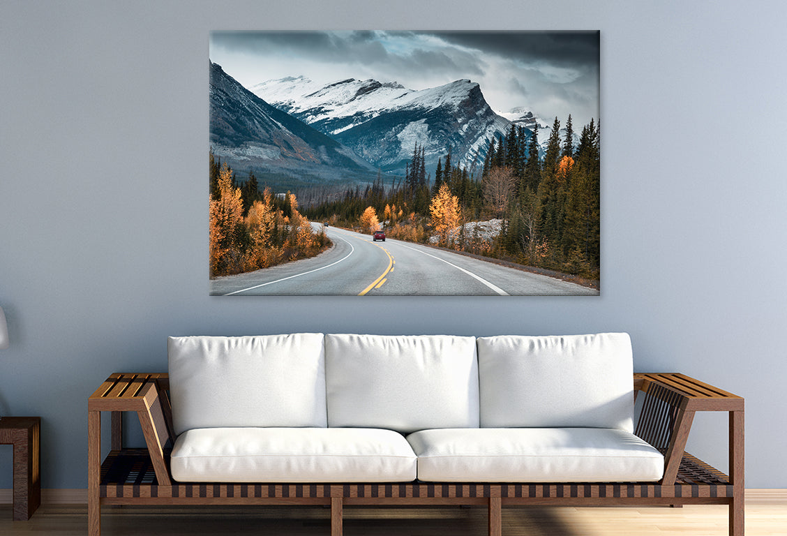 Road Trip in Banff, Autumn Drive Wall Art Decor 100% Australian Made