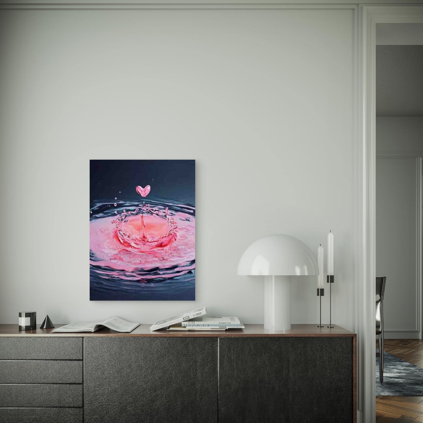 Water Drop In a Shape Of Heart 60x90cm Metal Print Ready to Hang