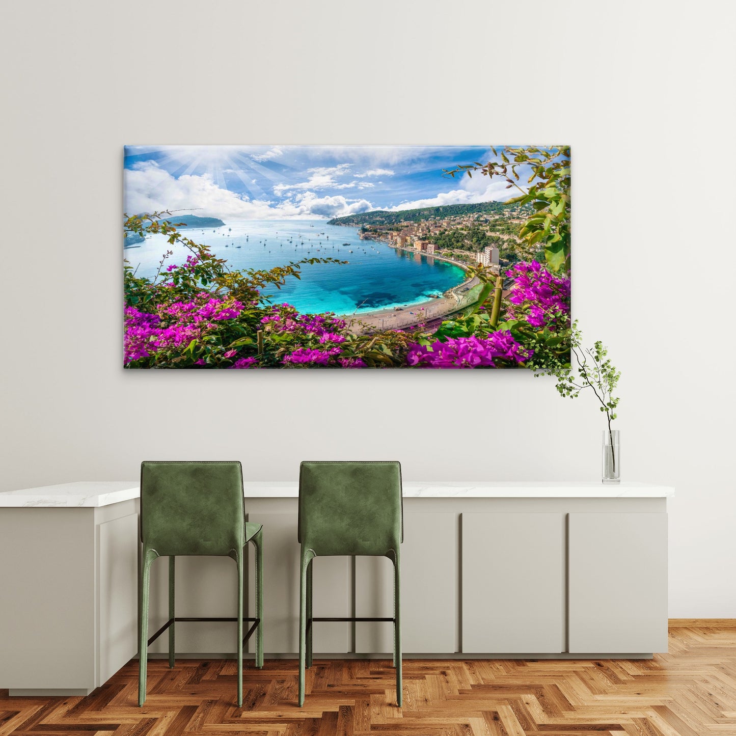 Coastal Bay Landscape Wall Art Canvas Office Home Room Framed 120x60cm