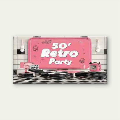 Vintage 50s Party Wall Art Canvas Office Home Room Framed 120x60cm