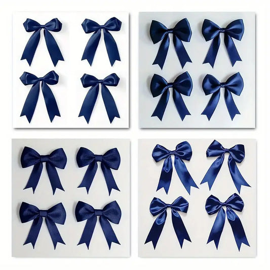 4pcs  Navy Blue Bow er   Wall Art Canvas Framed