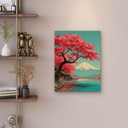 Mount Fuji And Cherry Blossoms Metal Print Ready to Hang