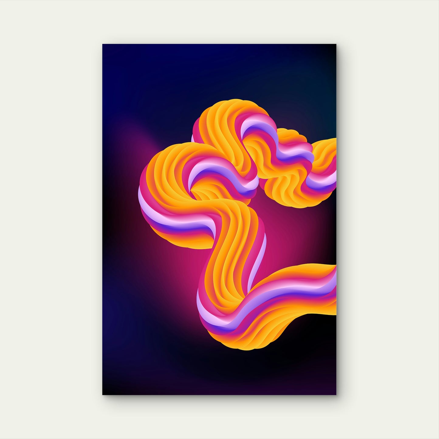 Flowing, Wavy Abstract Design 40x60cm Metal Print Ready to Hang