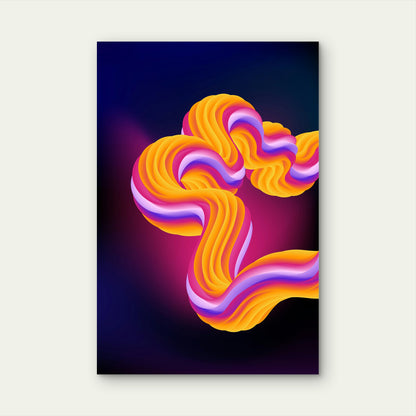 Flowing, Wavy Abstract Design 60x90cm Metal Print Ready to Hang