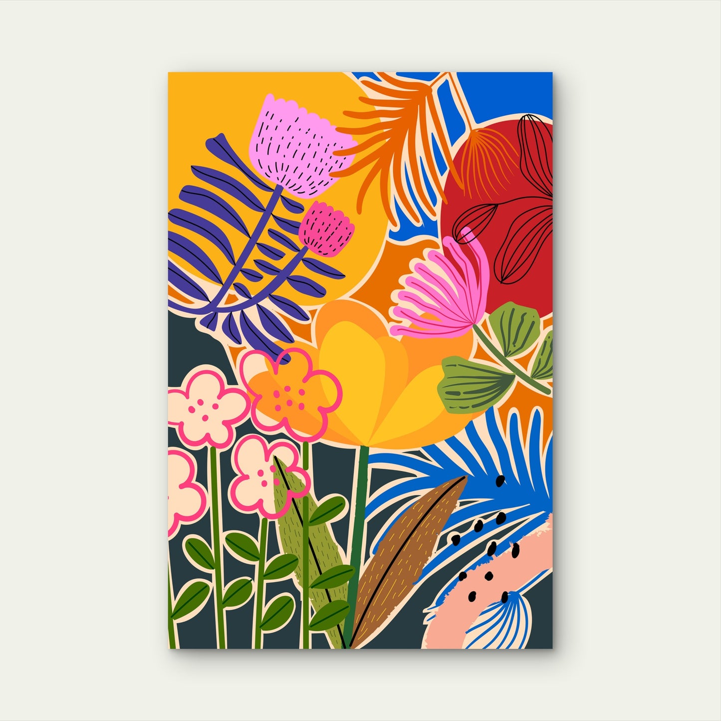 Abstract Flowers Plants Floral Nature 60x90cm Metal Print Ready to Hang