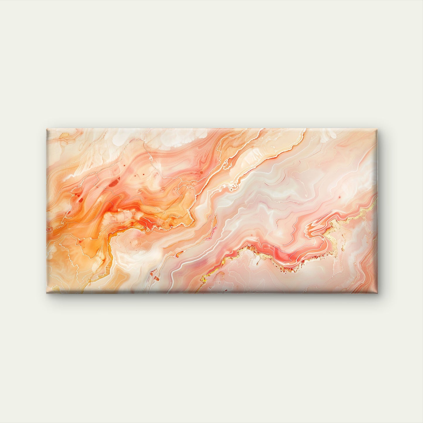 Peach Marble Fluid Abstract Wall Art Canvas Office Home Room Framed 120x60cm