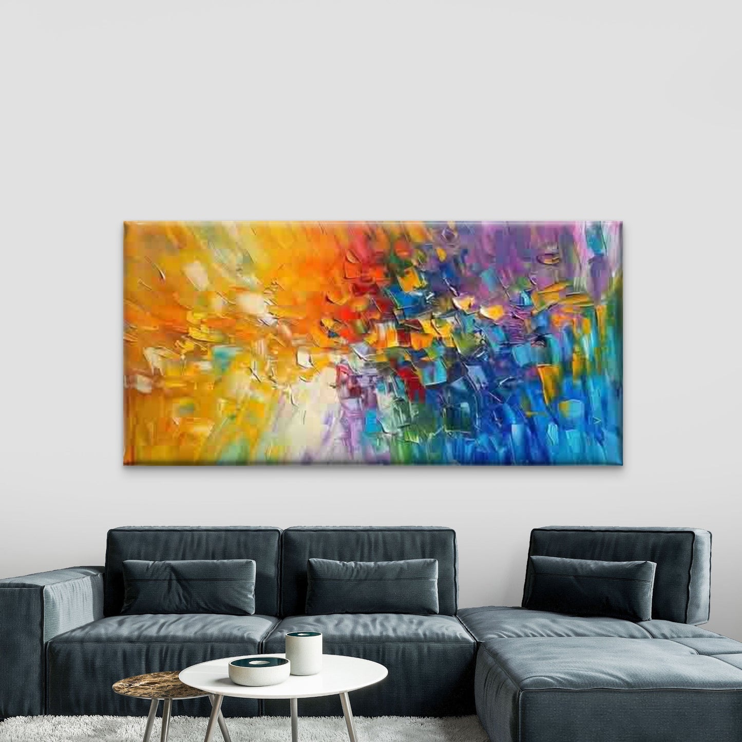 Abstract Impasto Textured Wall Art Canvas Office Home Room Framed 120x60cm
