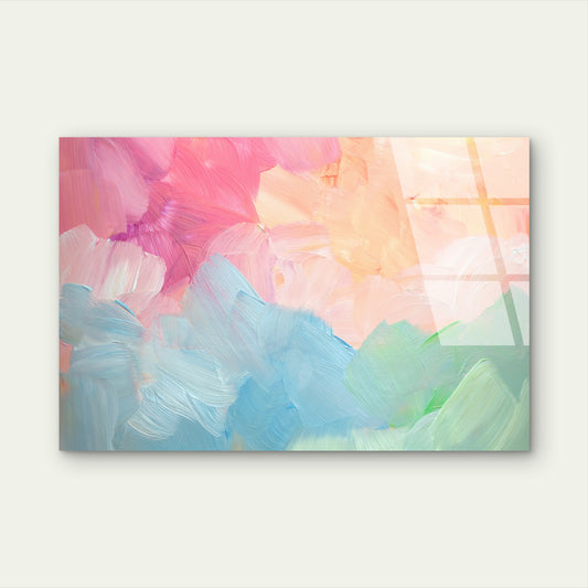 Pastel Abstract Colorful Brush Strokes  Acrylic Glass Printing Wall Art Australian Made Quality