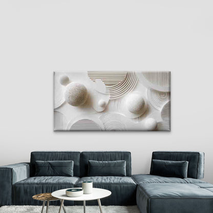 White Sphere Design with Curved Wall Art Canvas Office Home Room Framed 120x60cm - Bella Home Decor