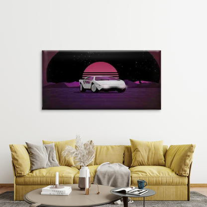 Retro Futuristic Sports Car Wall Art Canvas Office Home Room Framed 120x60cm - Bella Home Decor