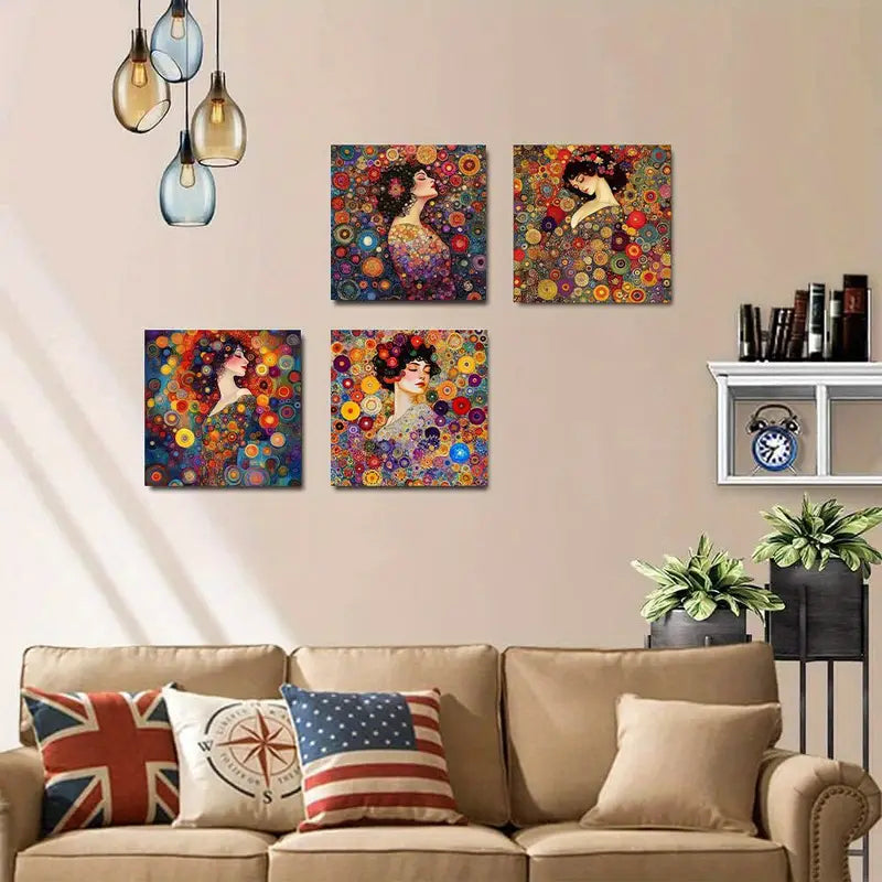 4pcs   Pretty Girl Poster Modern PG  Wall Art Canvas Framed