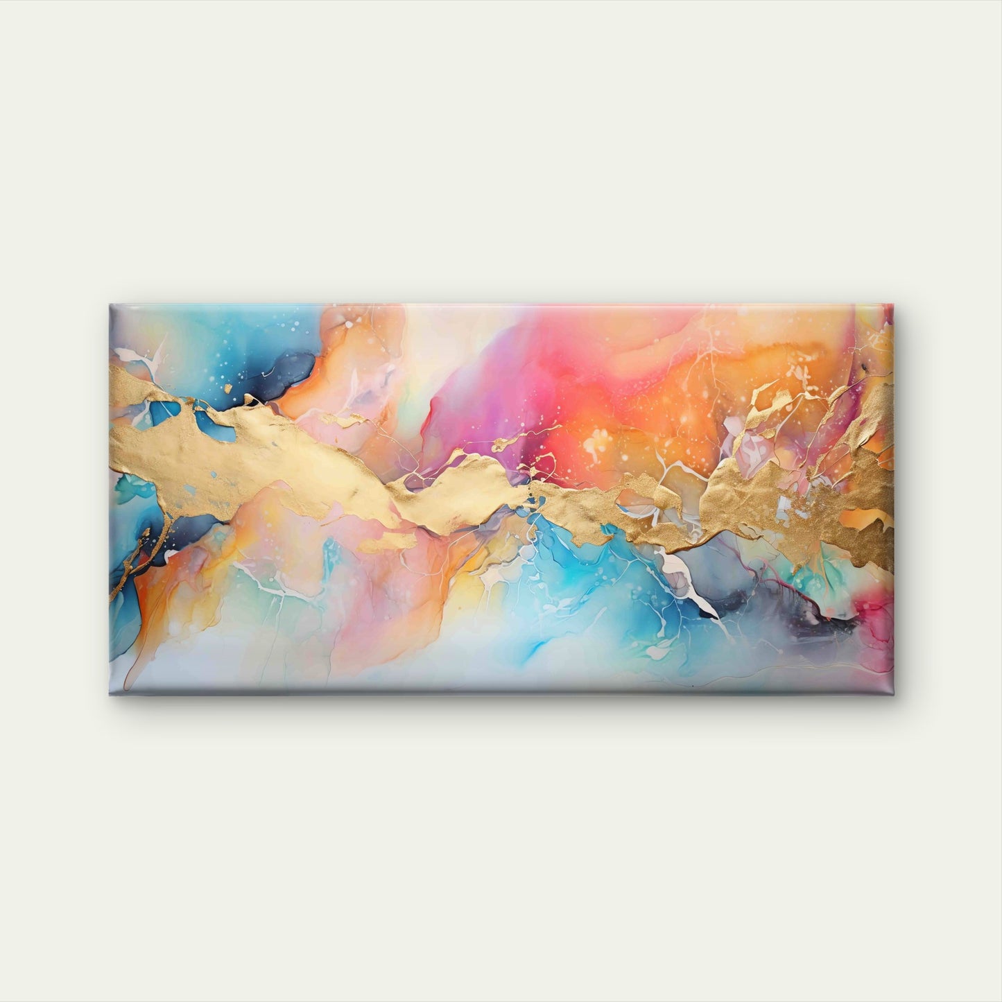 Golden Radiance Over Pastel Wall Art Canvas Office Home Room Framed 120x60cm - Bella Home Decor