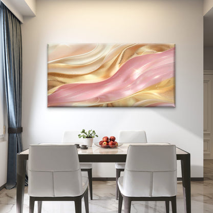 Rose Fluidic Chiffon Aureate Wall Art Canvas Office Home Room Framed 120x60cm