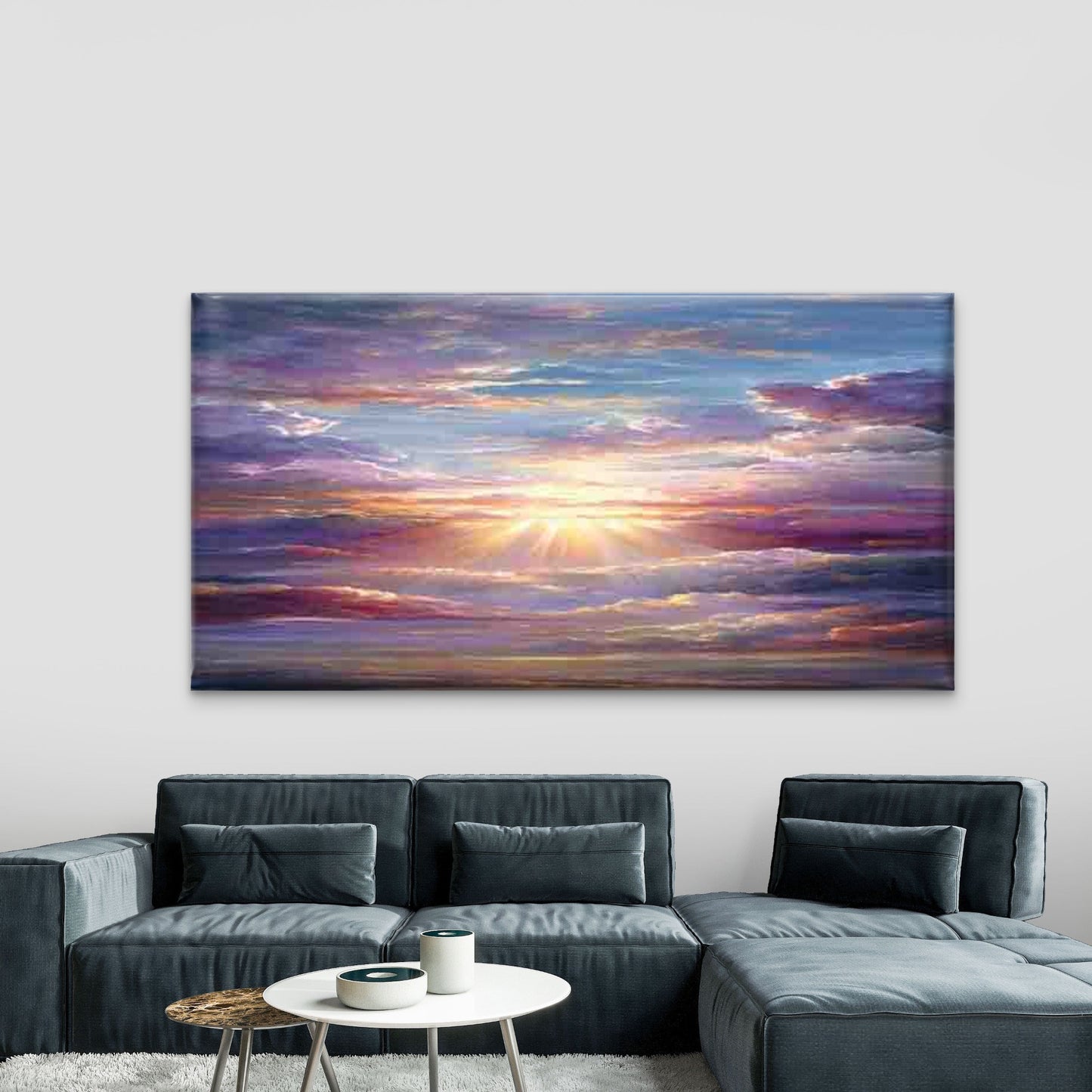 Sunshine Breaking Through Cloud Wall Art Canvas Office Home Room Framed 120x60cm