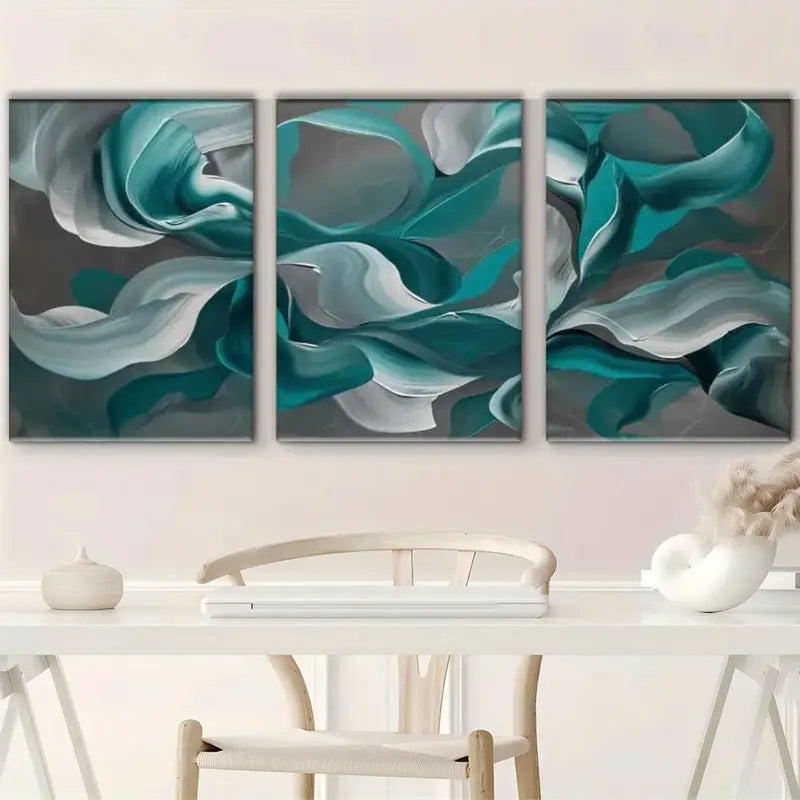 3pcs Modern Fluid Design Metal Print Ready to Hang Art
