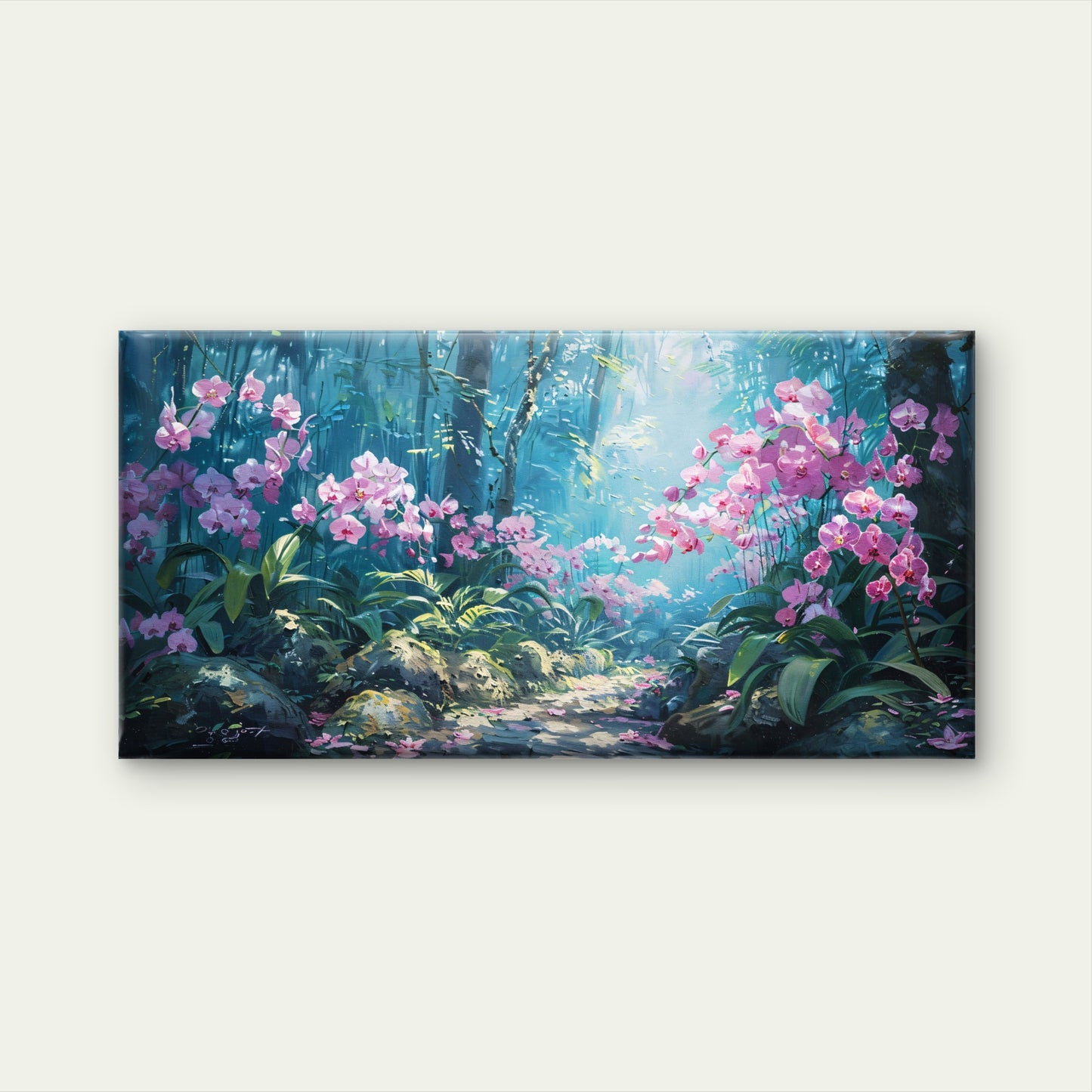 Sunlight In Enchanted Forest Wall Art Canvas Office Home Room Framed 120x60cm