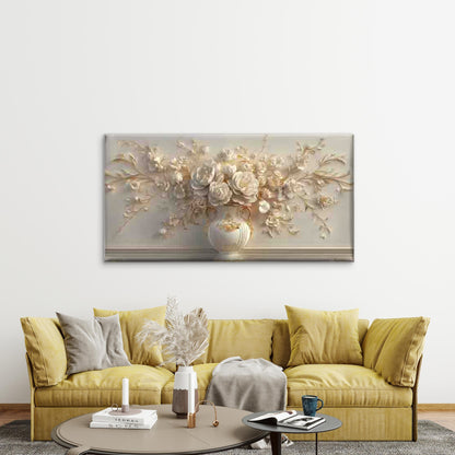 Elegant White Flowers Wall Art Canvas Office Home Room Framed 120x60cm