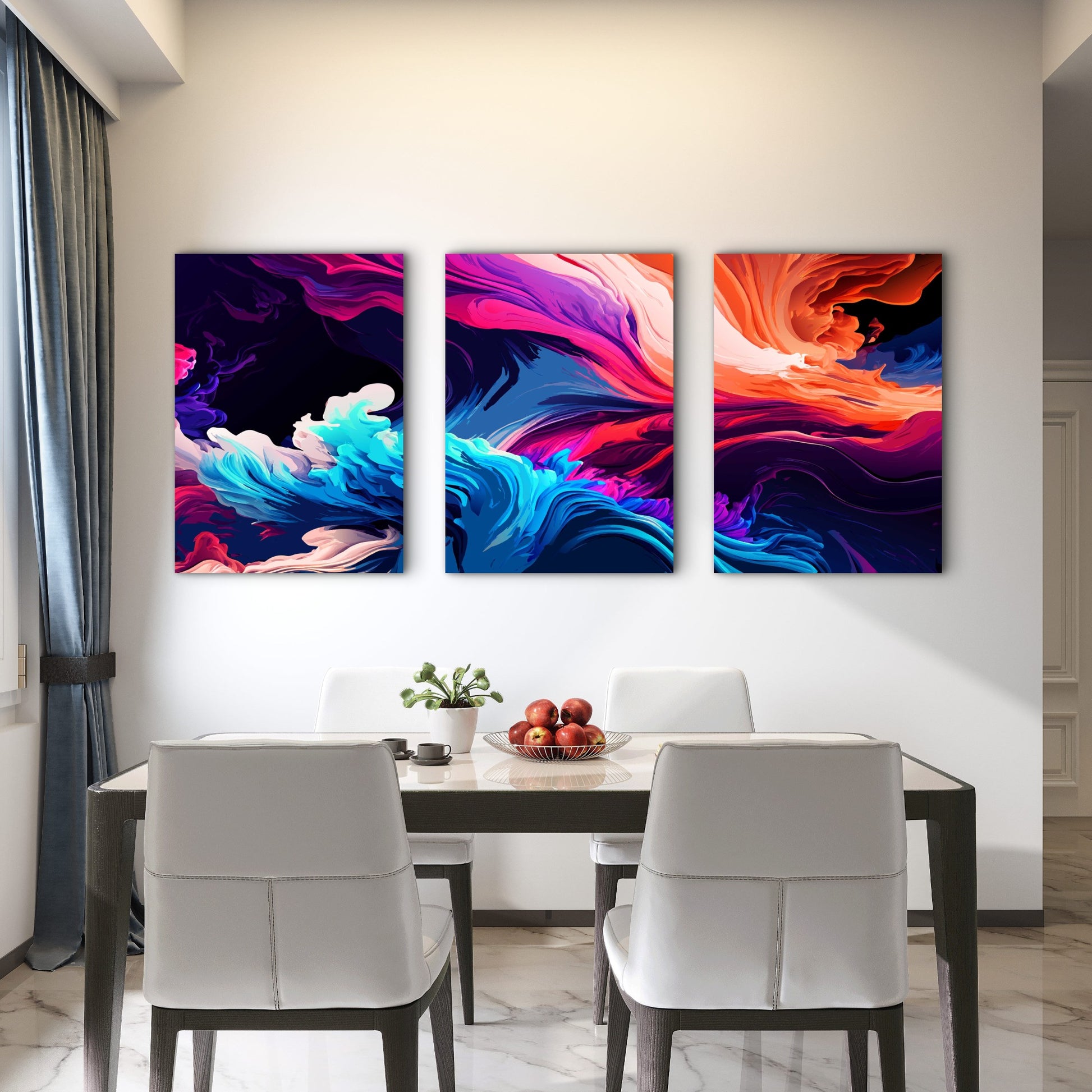 3pcs Cosmic Clouds Clashing In Dark Skies Wall Art Set Canvas Framed 60x90cm - High Quality Print 100% Australian Made Wall Canvas Ready to Hang - Bella Home Decor