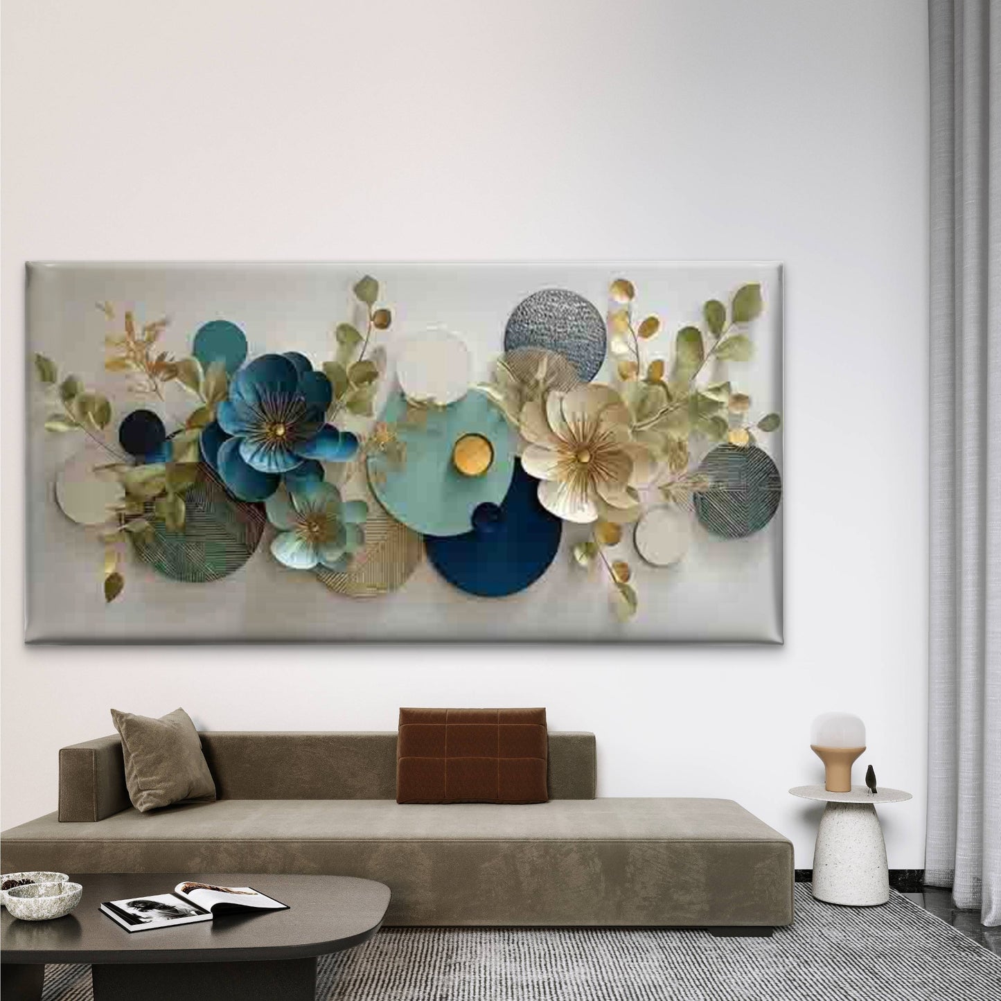 Abstract Minimalist Florals Wall Art Canvas Office Home Room Framed 120x60cm