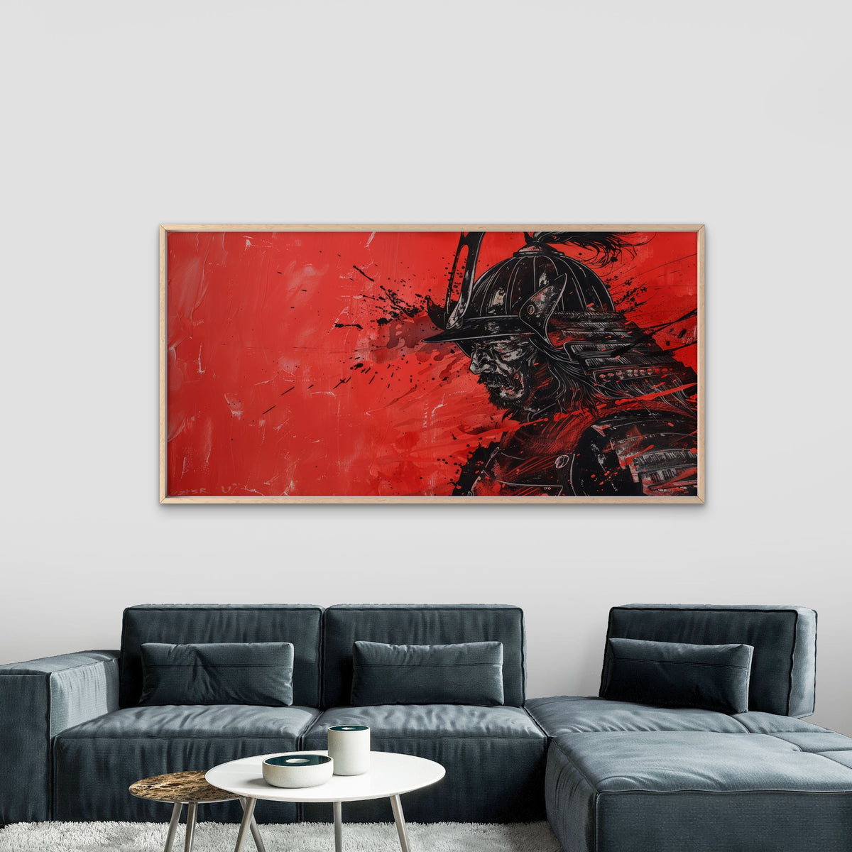 The Crimson Warrior Spirit Wall Art Canvas Office Home Room Framed 120x60cm