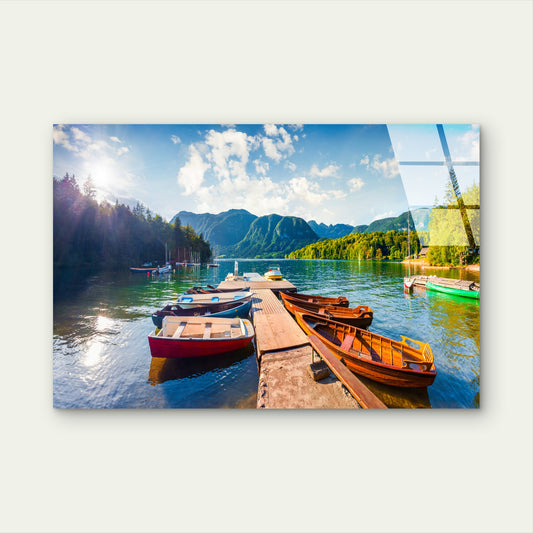 Alpine Lake Mountain Tempered Glass Printing Wall Art Australian Made Quality