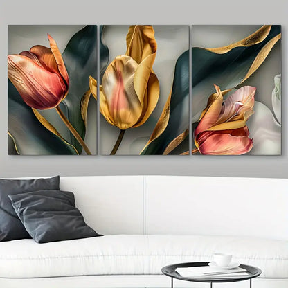 3pcs Medieval Modern Saints Green Metal Print Ready to Hang Art