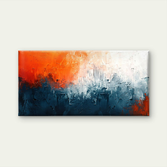 Abstract Orange Navy Blue White Wall Art Canvas Office Home Room Framed 120x60cm