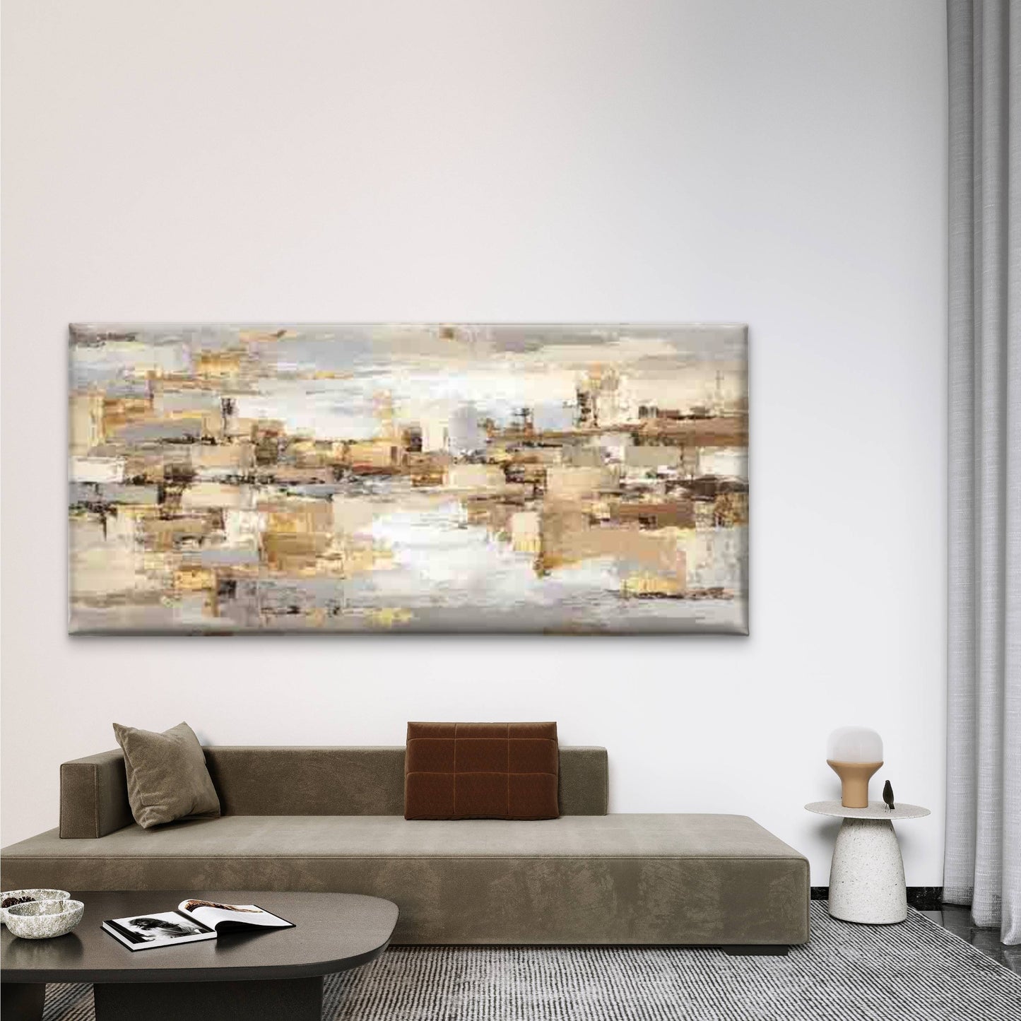 Abstract Artwork, Warm Colors Wall Art Canvas Office Home Room Framed 120x60cm