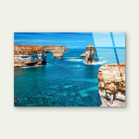 Twelve Apostles Coastal Limestone Cliffs Acrylic Glass Printing Wall Art Australian Made Quality