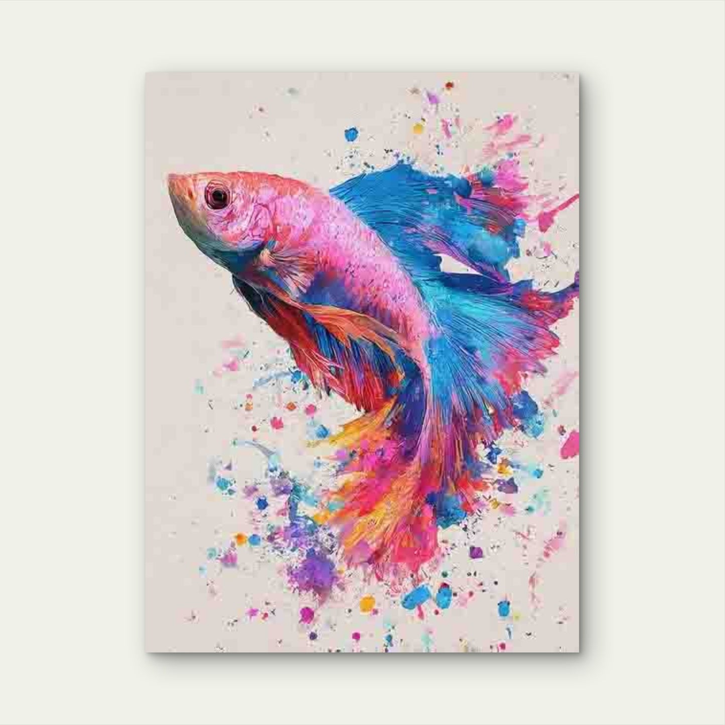 Colorful Splash Abstract Betta Fish 60x90cm Metal Print Ready to Hang