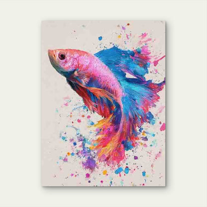 Colorful Splash Abstract Betta Fish 60x90cm Metal Print Ready to Hang