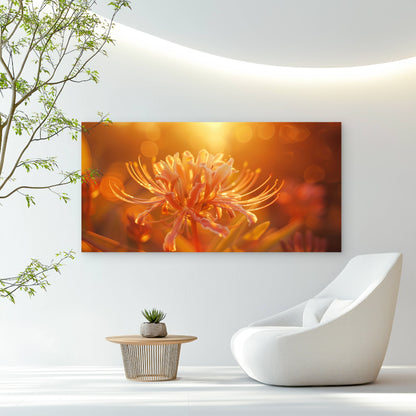 Golden Hour Spider Lily Wall Art Canvas Office Home Room Framed 120x60cm