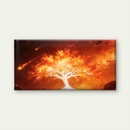 Burning Fire Tree in Space Wall Art Canvas Office Home Room Framed 120x60cm