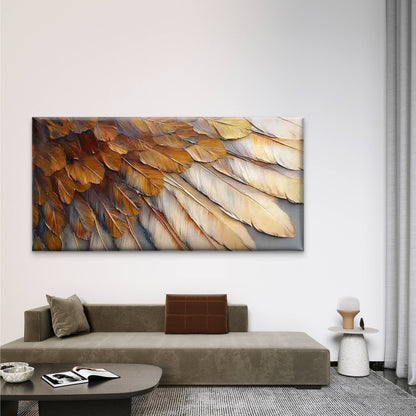Golden Brown Feather Texture Wall Art Canvas Office Home Room Framed 120x60cm