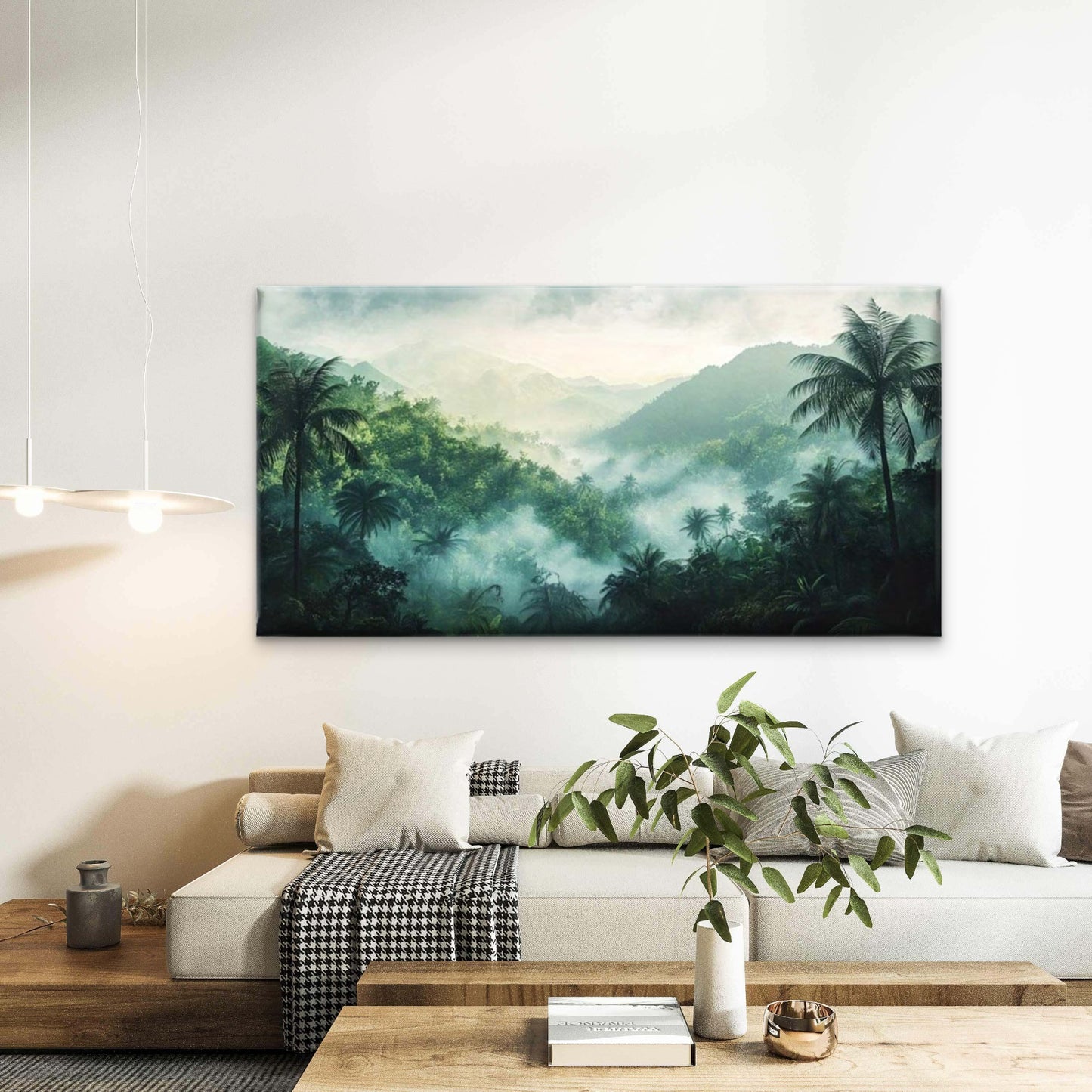 Tropical Rainforest Landscape Wall Art Canvas Office Home Room Framed 120x60cm - Bella Home Decor