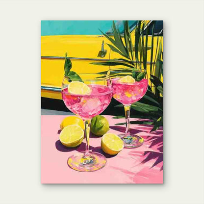 Retro Vintage Pink Roostertail Drinks 60x90cm Metal Print Ready to Hang