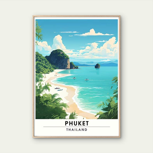 Crystal clear waters of tropical Phuket Travel Poster Print Wall Art - Bella Home Decor