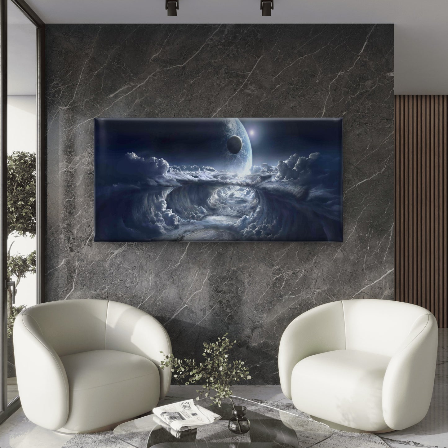 Cosmic Storm Sci-Fi Space Wall Art Canvas Office Home Room Framed 120x60cm