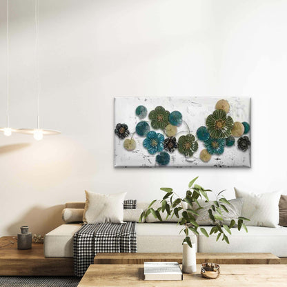 Abstract Flowers on White Back Wall Art Canvas Office Home Room Framed 120x60cm - Bella Home Decor