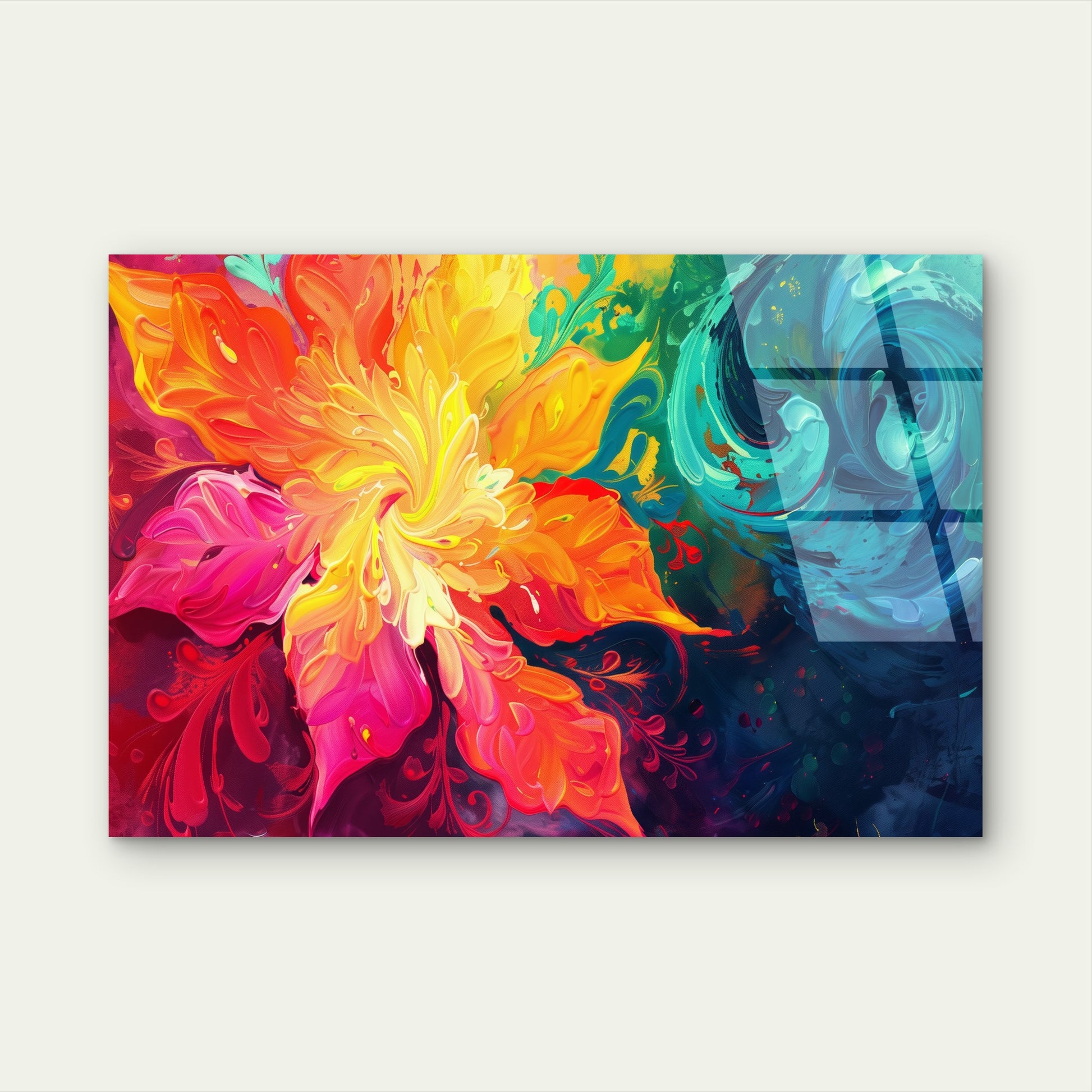 Abstract Colorful Swirl Rainbow Petal Acrylic Glass Printing Wall Art Australian Made Quality