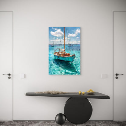 Sailboat on Crystal Waters Nautical 60x90cm Metal Print Ready to Hang