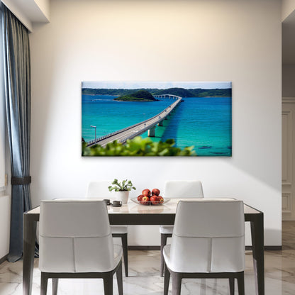 Ocean Highway Bridge Wall Art Canvas Office Home Room Framed 120x60cm
